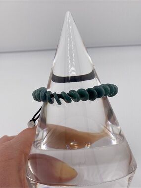 Genuine Blue Water Jadeite Bracelet - Natural Abacus Beads on Black Braided Cord